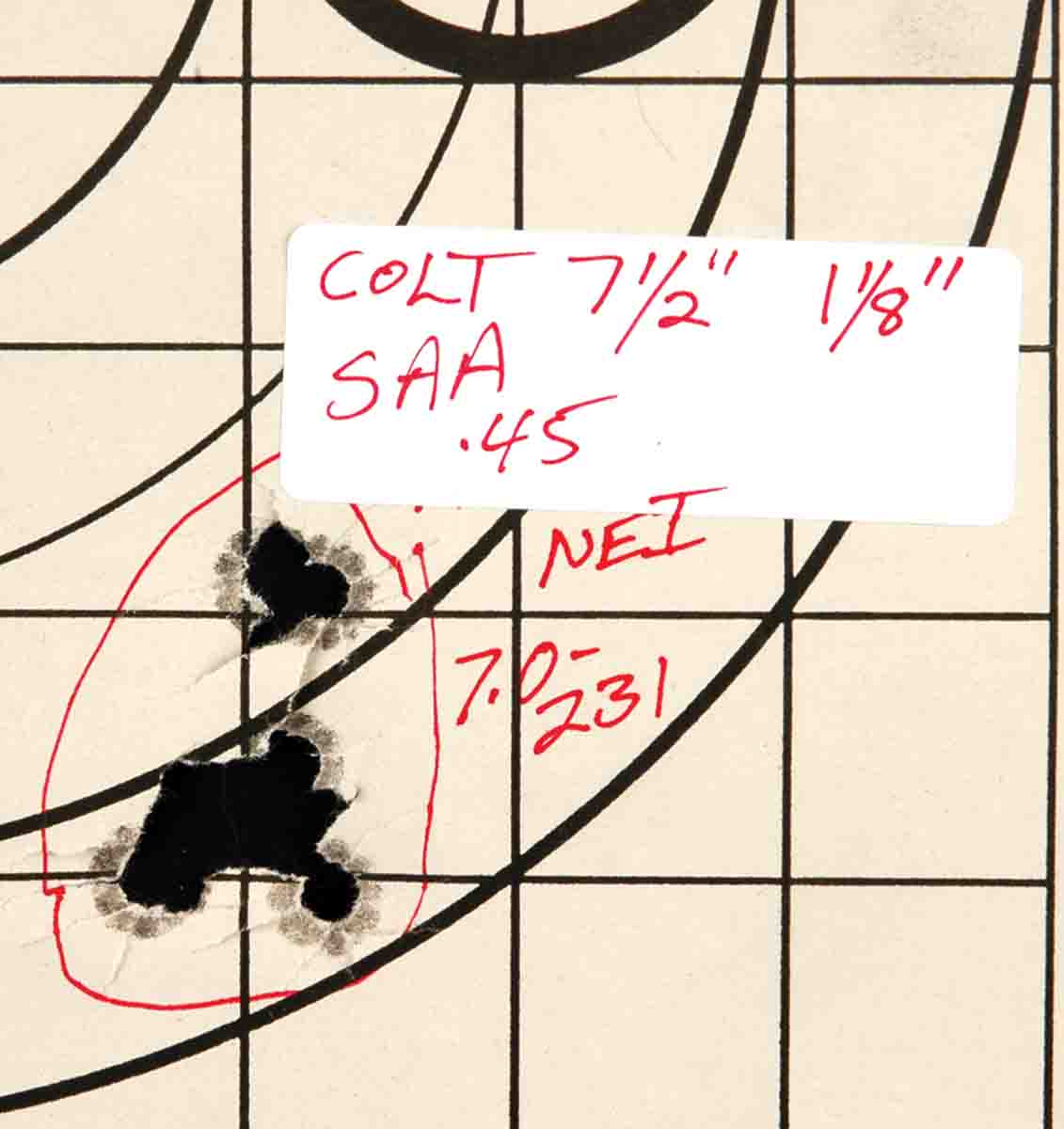Groups like this from a .45 Colt SAA come easily without a tremendous amount of fuss and bother in the casting and loading processes.